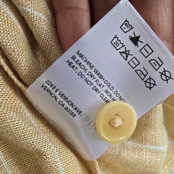 Reformation Barrington Pinstripe Linen Dress Yellow Size 4 NWT - Picture 8 of 12